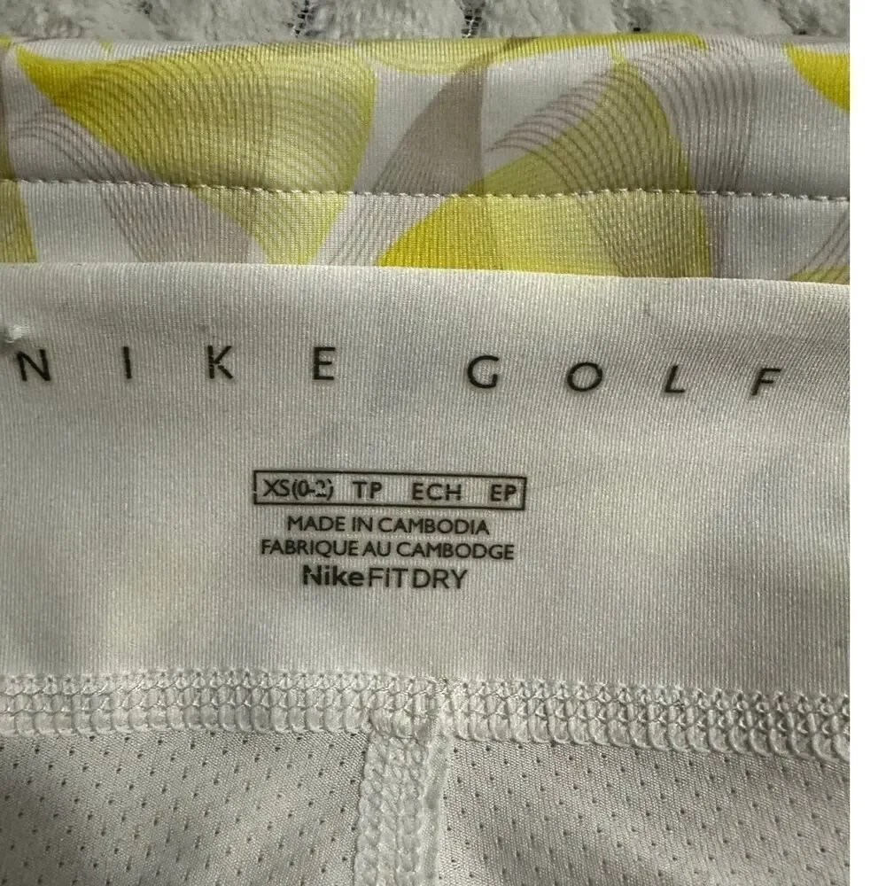 Nike Golf Skort Women's X-Small Yellow White‎ Pockets Short Elastic Waist